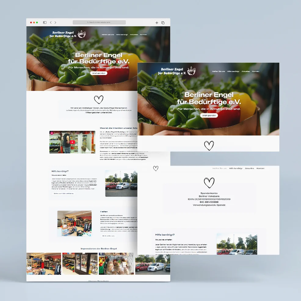 Webdesign Referenz: Website für Berliner Engel für Hilfsbedürftige e.V. Berlin Lichtenberg