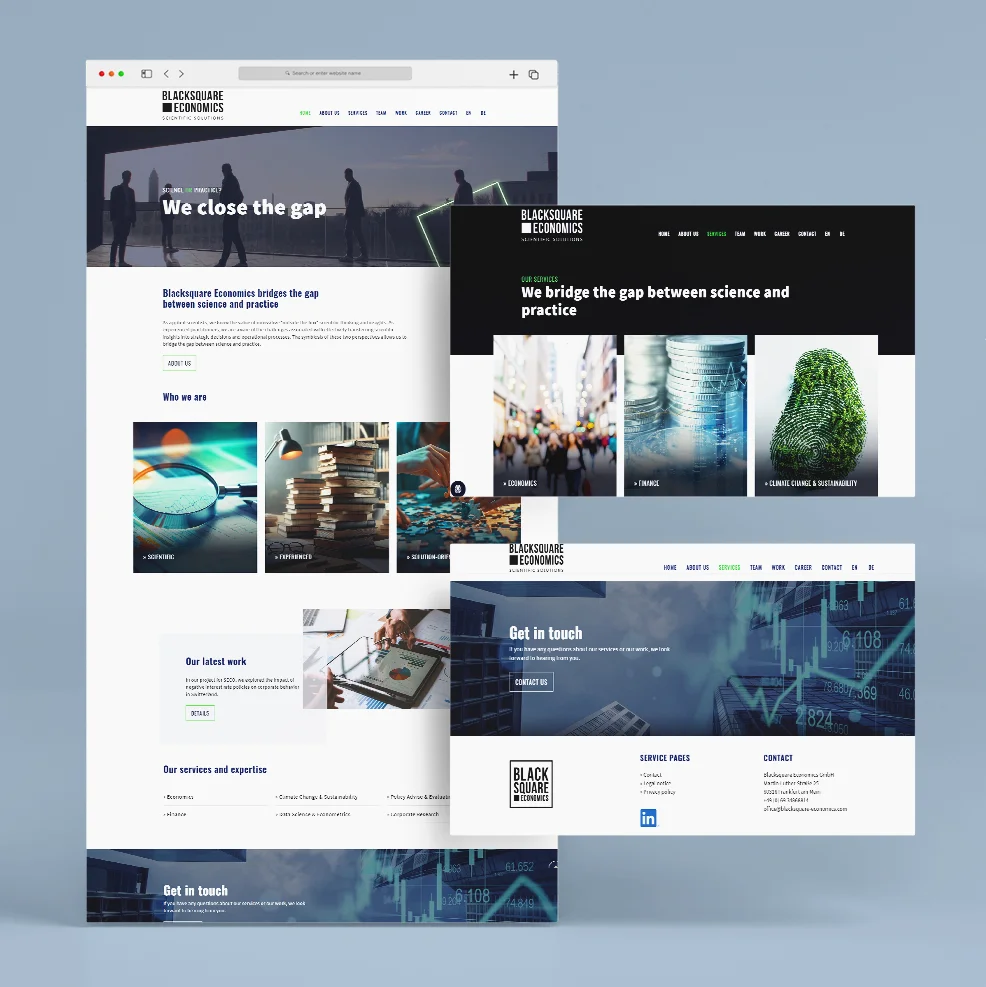 Webdesign Referenz: Website für die Blacksquare Economics GmbH