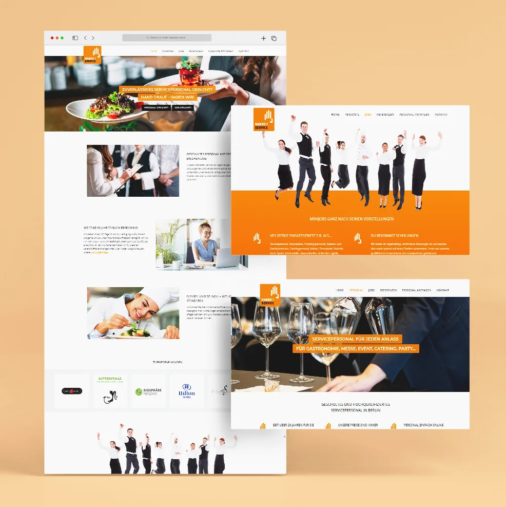 Webdesign Referenz: Website für die Hands and Service GmbH in Berlin Pankow