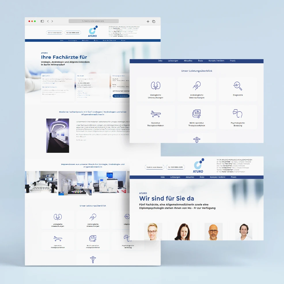 Webdesign Referenz: Website für die ATURO Gemeinschaftspraxis in Berlin Charlottenburg