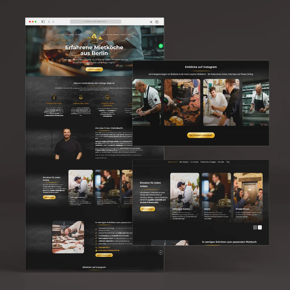 Webdesign Referenz: Chefs4Berlin - Mietköche Berlin